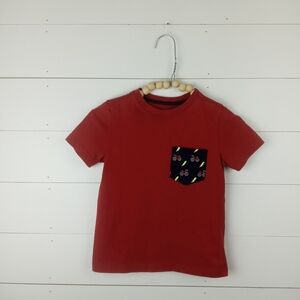 rumi + ryder boys size 4-5 red with navy bicycle and lightning bolt pocket tee